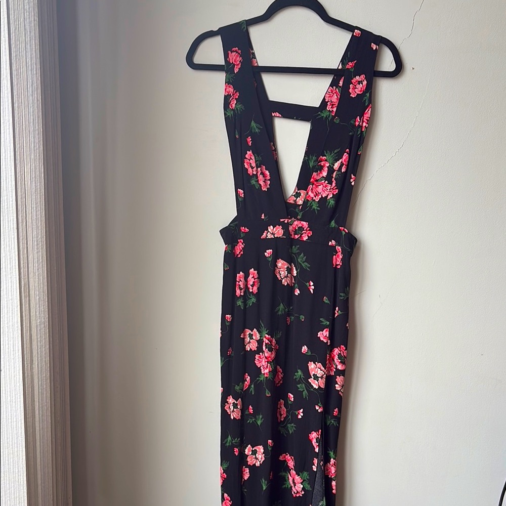 Topshop floral/black sleeveless midi dress
